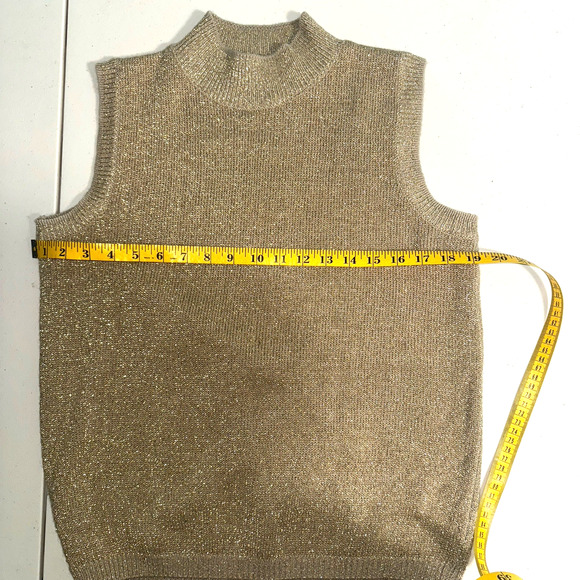 Studio C Womens Medium Top Mock Neck Metallic Holiday Going Out Party Feminine - Picture 3 of 6